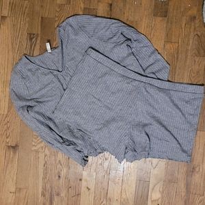 Comfy gray long sleeve and shorts pj's plus size